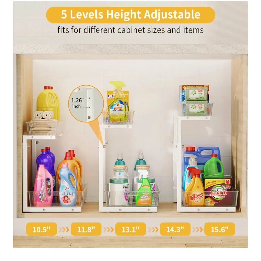 Under Sink Organizer Bathroom, Under Cabinet Organizer with AdjHeight 013